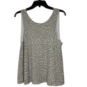 By Together Ivory Thread Women’s S Gray Leopard Print Sleeveless Tank Top NEW